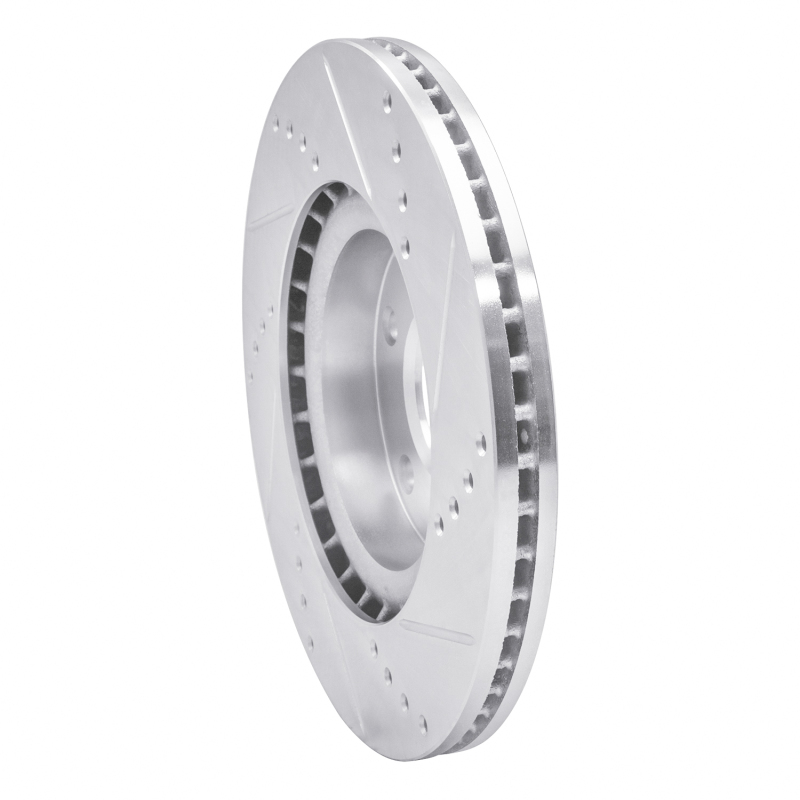 Infiniti G35 Brake Rotor (1) - Front Left - R1 Concepts - Drilled & Slotted - Silver - `03-`05